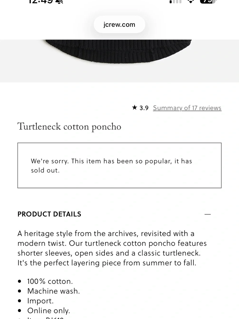 J. Crew cozy black